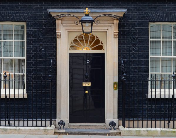 Number 10 Downing Street Black Door and Government Building